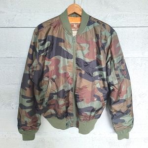 American Legacy Amongst Others Camouflage Military Bomber Jacket - size MEDIUM
